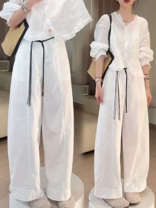 Shalldoer | High Waist Straight Leg Thin Wide Leg Casual Pants Womens Summer New Fashion Loose Match All Korean Style Slimming Trousers