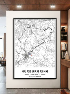 ภาพตกแต่งเส้นทาง F1 Nurburgring ภาพโปสเตอร์การแข่งขันรถสไตล์ยุโรป ภาพพิมพ์บนผ้าฝ้าย ภาพวาดบนผนัง ภาพวาดบนกระดาน