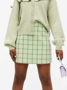 Váy Ngắn Kẻ Caro Xanh Thời Trang Cho Nữ Váy Ngắn Ôm Sát Một Bước Váy Midi Đa Năng Chất Liệu Polyester Mùa Hè 2022