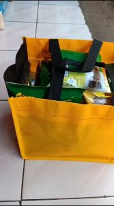 Tas Bento Vintage Floral Thank You - Warna Hitam/Kuning/Lemon Yellow - Bahan Baggie