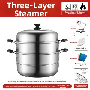 Large Capacity New Model 304 Stainless Steel Steamer Pot 40cm