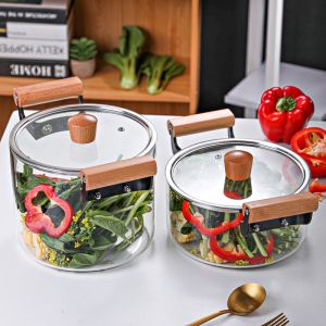 Transparent Borosilicate Glass Soup Pot Large Capacity