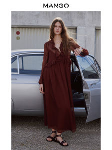 Mango | Womens French Style Long Sleeve Ruffle Dress