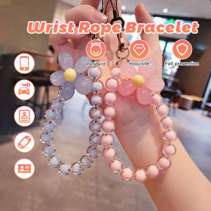 Colorful Flower Mobile Phone Lanyard Beaded Anti-lost Wrist Strap Handmade Style Beaded Phone Lanyard Wrist Strap Beads