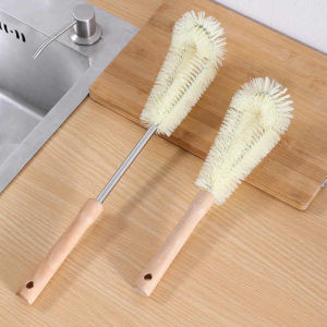 Bottle Brush Cleaning Brush Natural Wooden Handle Baby Bottle Glass Coffee Mug Nylon Brush Cleaner Kitchen Accessories
