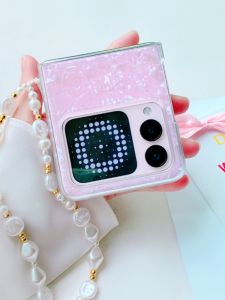 Huawei Nova FlipS Phone Case Folding Screen Bracelet Lanyard Girl Style Mother-of-Pearl Luxury Fashion Protective Cover