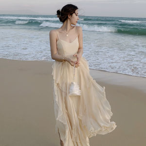 Beach Vacation Dress Female Fairy Summer Sanya Beautiful Small Skirt Photography Good Looking Beach Skirt A-Line Long Dress