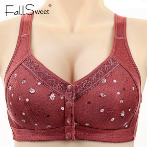 FallSweet Plus Size 38-50 BC Women Front Close Cotton Underwear Soft No Padding Vest Brassiere