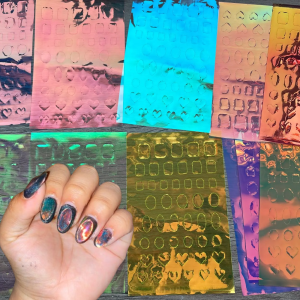 11 Tấm Dán Móng Tay 3D Ánh Kim Cầu Vồng Phim Móng Tay Hologram Giấy Trang Trí Móng Tay