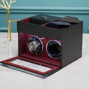 Automatic Watch Winder Double Watch Winder Box with Jewelry Storage Case Quiet Motor LED Light Adjustable Watch Pillows