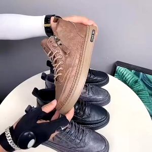 Sneakers Boots Pria Leipzig Hitam Cokelat Zipper resleting - D24 LUCKY