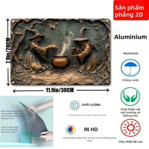 CIFbuy | Vintage Witch Alchemy Square Nhôm Ký Hiệu Trang Trí Tường Poster Nghệ Thuật Kim Loại Cho Quán Bar Nhà Hàng Phòng Khách