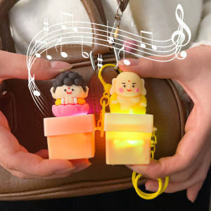 Decompress Don’t Get Angry Make Sounds Keychain Electronic Wooden Fish Buddha Decompression Button Hanging Pendant Bag Charms
