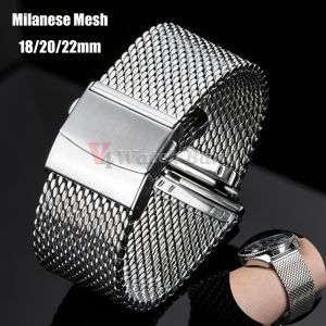 1.0mm 0.6mm Mesh Milanese Watch Band for IWC for Rolex for Omega 20mm 22mm 18mm Stainless Steel Wristband for Seiko Bracelet