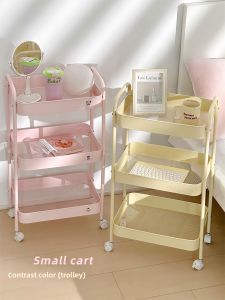 Mobile Multi-Layer Floor Stand Storage Rack Bedroom Living Room Kitchen Bathroom Dormitory Snack Organizer Carbon Steel Shelf