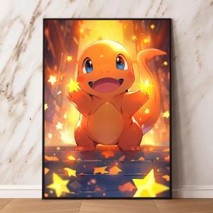 KAYOU | 1PC Pokemon Decorative Painting Snorlax Gengar Night Sky and Moon Design Anime Wall Art for Home Decor High - Quality Canvas