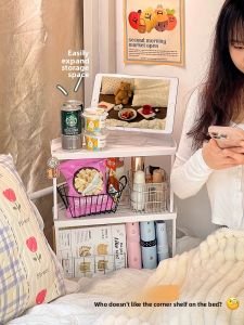 Modern Simple Corner Bedside Shelf for Student Dormitory Upper Lower Bunk Bed Snack Book Storage Rack Iron Material