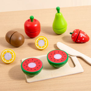 Simulation Kitchen Pretend Toy Cutting Fruit Vegetable Set Wooden Classic Game Montessori Educational Toy For Children Kids Gift