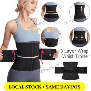 MONNSLEY 3 Layer Lapis Elastik Band Adjustable Waist Trainer Bengkung Bersalin Pantang Kurus Moden Belly Wrap Postpartum Shaper