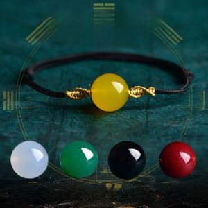 Orange Stone Cloud Sea Stone Bracelet Lucky Beads Hand Cord Wood Earth Jewelry for Chinese Zodiac Year Personalized Accessories