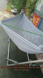 Võng lưới 2 lớp cỡ đại loại bó cuộn đầu dài 2m4 màu xám cao cấp - võng treo ngoài trời -tải trọng 180kg