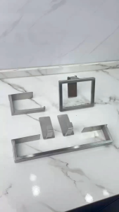 BAOKEMO Bathroom Towel Rack Tissue Holder Set Self-Adhesive Stainless Steel Square Bathroom Accessory Set