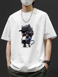 Japanese Style Ins Trendy 2024 New Arrival Heavy Weight 100% Pure Cotton Short Sleeve T-shirt Summer Hong Kong Style Easiest for Match Loose Plus Size Men