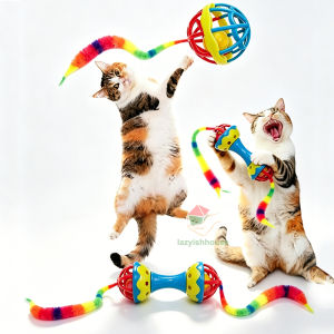 Teasing Cat Pet Toy Caterpillar Teasing Cat Stick Bell Ball Elastic Ball Cat Bite Resistant Rolling Ball Self Relaxation cat toy
