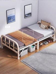 Foldable Bed with Frame Single Double Bed/Bed Frame with Topper/Ready To Use/Simple Portable/Rainbow Culture
