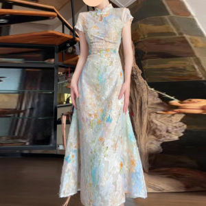 CHANGTONG | Elegant Traditional Style Chinese Qipao Dress Female Summer
