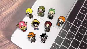 Bandai | 6/7/9pcs Cute Pirate Crew Anime Enamel Pins Set Cartoon Straw Hat Boys Character Metal Lapel Brooches Aesthetic Decor for Bags