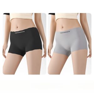 miiow | Cat Woman Seamless Anti-Light Safety Pants Womens Underwear Two-In-One Summer Ice Silk No Roll Edge Flat Angle Short Pants