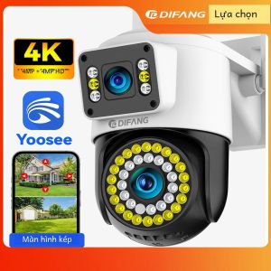 4K 8MP WiFi Camera Ngoài Trời Ống Kính Kép Màn Hình Kép Camera Quan Sát An Ninh AI Theo Dõi Giám Sát Đường Phố Cam Yoosee Trắng IP66 Chống Thấm Nước