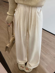 Idle Style Casual Glutinous Rice Pants for Women 2024 Fall and Winter New Arrival Loose Straight-leg Slim Looking Pear-Shaped Easiest for Match Mop Pants