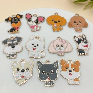 จี้รูปสุนัขน่ารัก 10/11 ชิ้น/ชุด ทำจากโลหะผสม สำหรับทำเครื่องประดับ เคลือบเงา สร้อยคอ ต่างหู กำไลข้อมือ จี้ DIY อุปกรณ์เสริม
