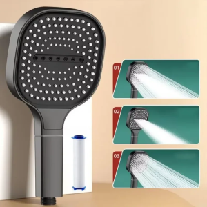 13cm Large Panel 3 Modes Adjustable Home Shower Head High Pressure Massage ShowerHead Filter Element Bathroom Accessories