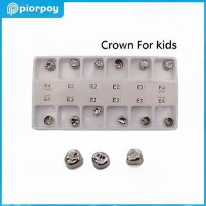 PIORPOY 12 Pcs Dental Molar Metal Crowns Temporary Crown Veneers Stainless Steel Material Restore Chewing Function Dentistry