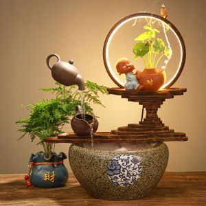 Creative Chinese Style Wealth Attracting Fountain Ornament Hanging Pot Office Opening Gift Desktop Decoration Ceramic Craft