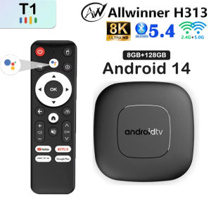 T1 Android14 Smart Home Theater TV Box Allwinner H313 8GB 128GB Google Assistant 2.4&5G Wifi BT 5.4 4K 8K Streaming Media Player