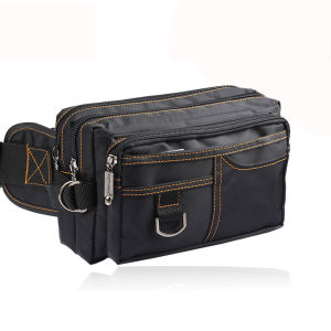 FAMENR [48-Hour Ship] Fashion Mens Belt Bag Waist Pack bag 5 Zipper Pockets Waterproof Bags For Men crossbody shoulder bag