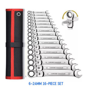 1 SET Flexible Ratchet Combination Wrench Key Wrench Ratchet Wrench Metric Hand Tool Set Vehicle Maintenance Tools With Handling Tools