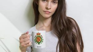 คูลเลอร์คิง Wales Coat of Arms แก้วกาแฟ 11 หรือ 15 ออนซ์ สีขาว – เหมาะสำหรับชา กาแฟ และของขวัญ ของที่ระลึก