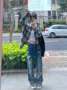 Retro American Striped Shirt Womens Long Sleeve Loose Thin Outerwear Spring Autumn Fashionable Sun Protection Coat Street Style