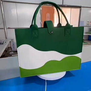 Felt Storage Bag Grocery Basket With Secure Locking Closure And Fixed Shoulder Strap Womens Handbag