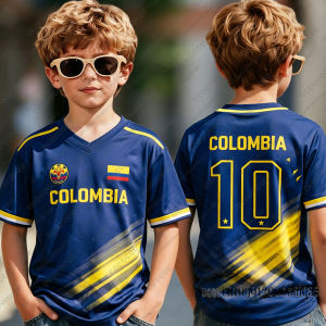 52TOYS | Colombia Flag 3D Print Jersey For Adult/Kids Summer Outdoor Sports Breathable Football Jersey Top Casual V-neck Football Shirts