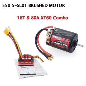 SURPASS HOBBY | SurpassHobby 550 540 Combo 5-slot 10T 12T 13T 16T 20T Brushed Motor 60A/80A ESC for 1/10 RC Crawler Car HSP HPI Tamiya FS Kyosho