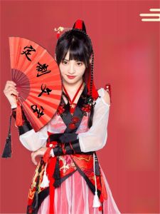 Send Mingyue Sing the Same Double-Sided Two-Color Fan Disco Jumping Dance Show Can Turn Raw Silk Fan Red and White Antique Fan
