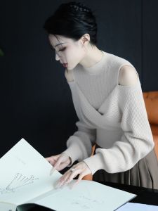 SHANGSHA | Stylish Maturity Off Shoulder Layered Look Knitwear