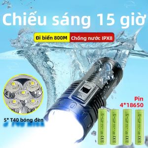 Đèn Pin Lặn Có Tuổi Thọ Pin Cực Dài Có Thể Sạc Lại Ánh Sáng Mạnh Đèn Pin LED Chìm Chống Nước Để Lặn Ban Đêm Cắm Trại Câu Cá Đi Bộ Đường Dài