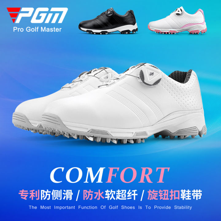 PGM Professional Golf Women's Shoes Rotary Button Shoes Breathable Patent Anti-Slip Sneaker Golf Shoe Women